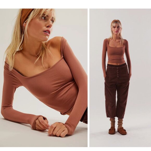 NEW Free People | Clean Lines Long Sleeve In Withered Rose - Picture 7 of 9